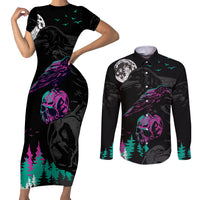 Crow Skull Couples Matching Short Sleeve Bodycon Dress and Long Sleeve Button Shirts My Mascot Is The A Crow - Wonder Print Shop