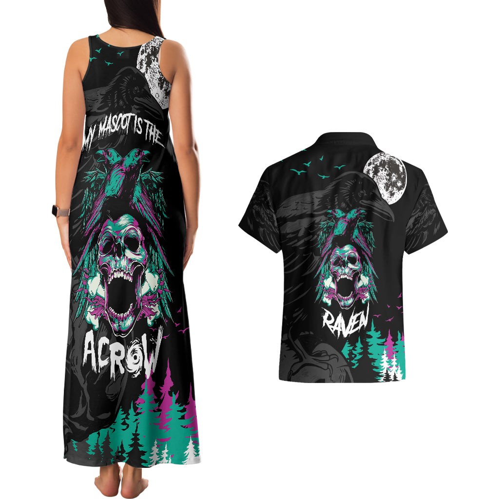 Crow Skull Couples Matching Tank Maxi Dress and Hawaiian Shirt My Mascot Is The A Crow - Wonder Print Shop