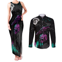 Crow Skull Couples Matching Tank Maxi Dress and Long Sleeve Button Shirts My Mascot Is The A Crow - Wonder Print Shop