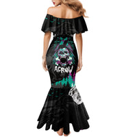 Crow Skull Family Matching Mermaid Dress and Hawaiian Shirt My Mascot Is The A Crow - Wonder Print Shop