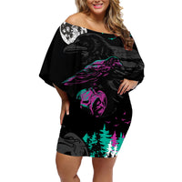 Crow Skull Family Matching Off Shoulder Short Dress and Hawaiian Shirt My Mascot Is The A Crow - Wonder Print Shop