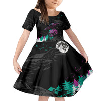 Crow Skull Kid Short Sleeve Dress My Mascot Is The A Crow - Wonder Print Shop