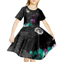 Crow Skull Kid Short Sleeve Dress My Mascot Is The A Crow - Wonder Print Shop