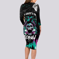 Crow Skull Long Sleeve Bodycon Dress My Mascot Is The A Crow - Wonder Print Shop