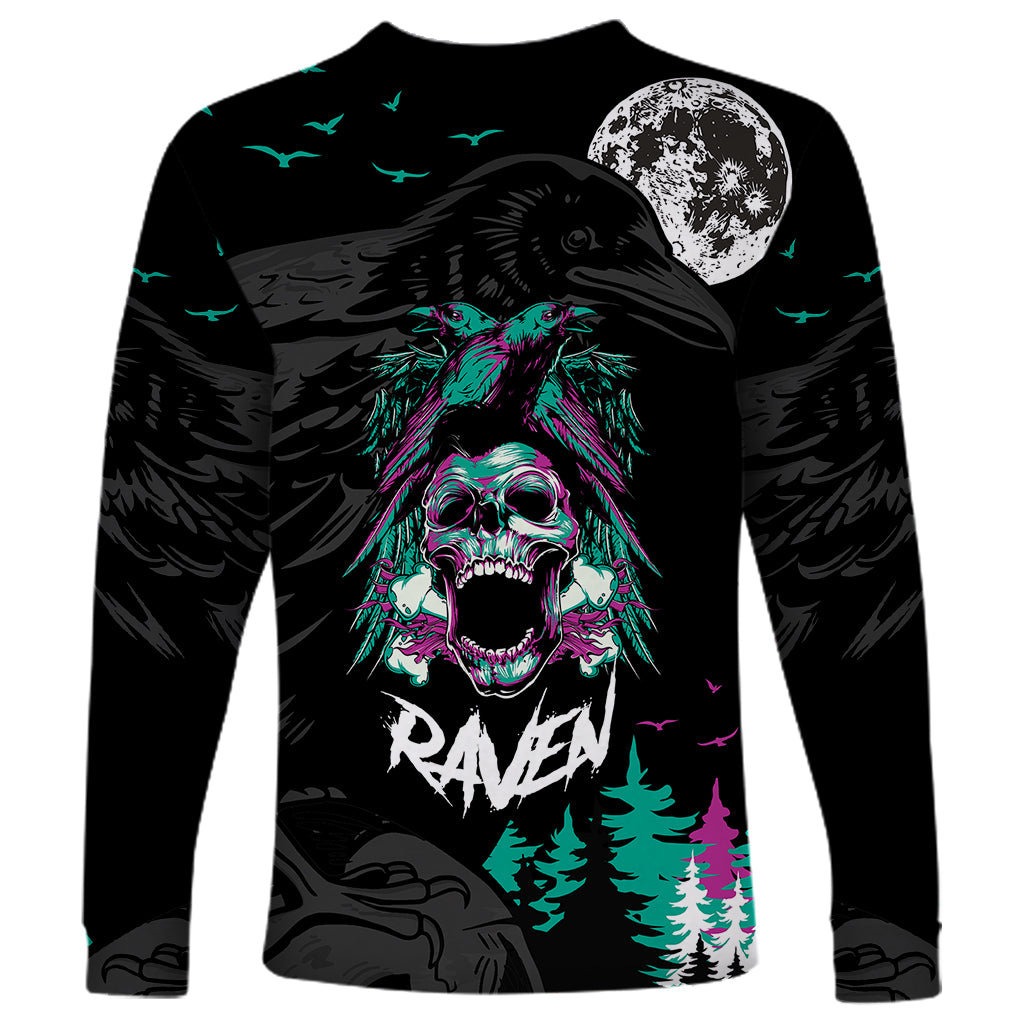 Crow Skull Long Sleeve Shirt My Mascot Is The A Crow - Wonder Print Shop