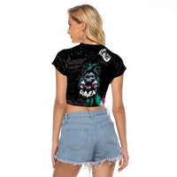 Crow Skull Raglan Cropped T Shirt My Mascot Is The A Crow - Wonder Print Shop