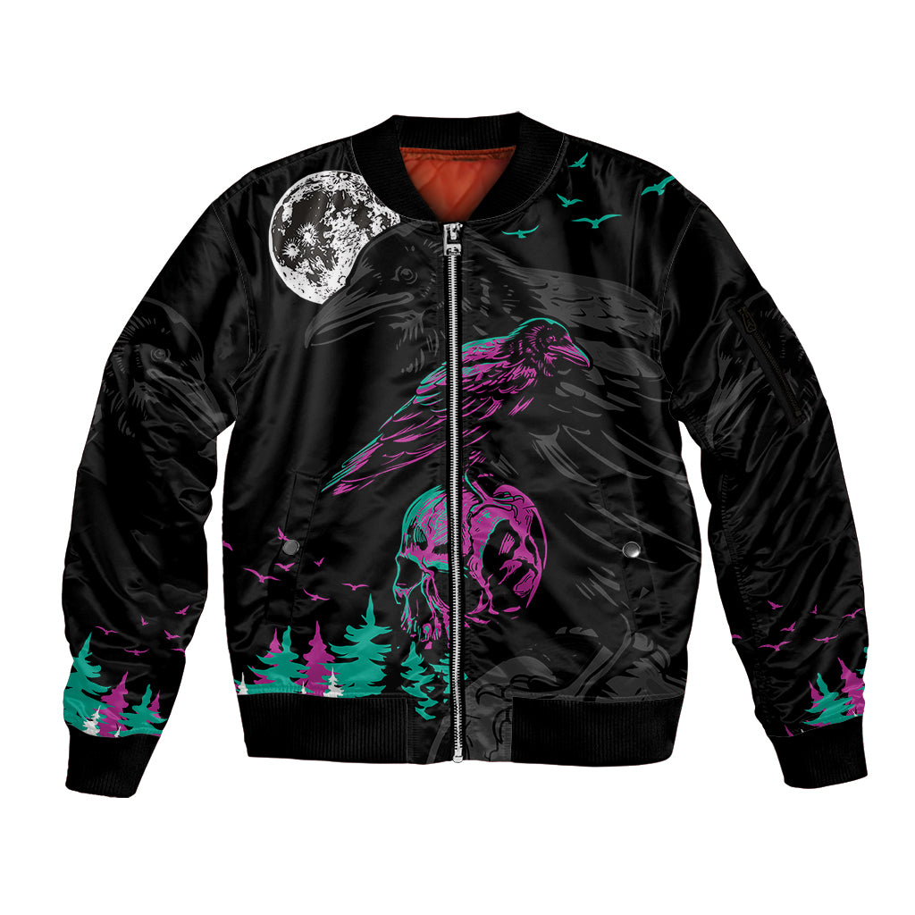 Crow Skull Sleeve Zip Bomber Jacket My Mascot Is The A Crow - Wonder Print Shop
