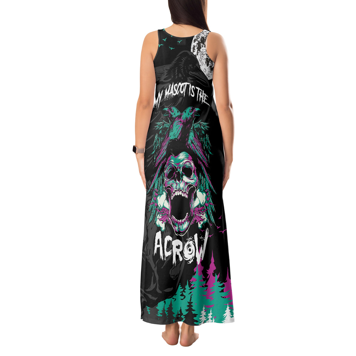 Crow Skull Tank Maxi Dress My Mascot Is The A Crow - Wonder Print Shop