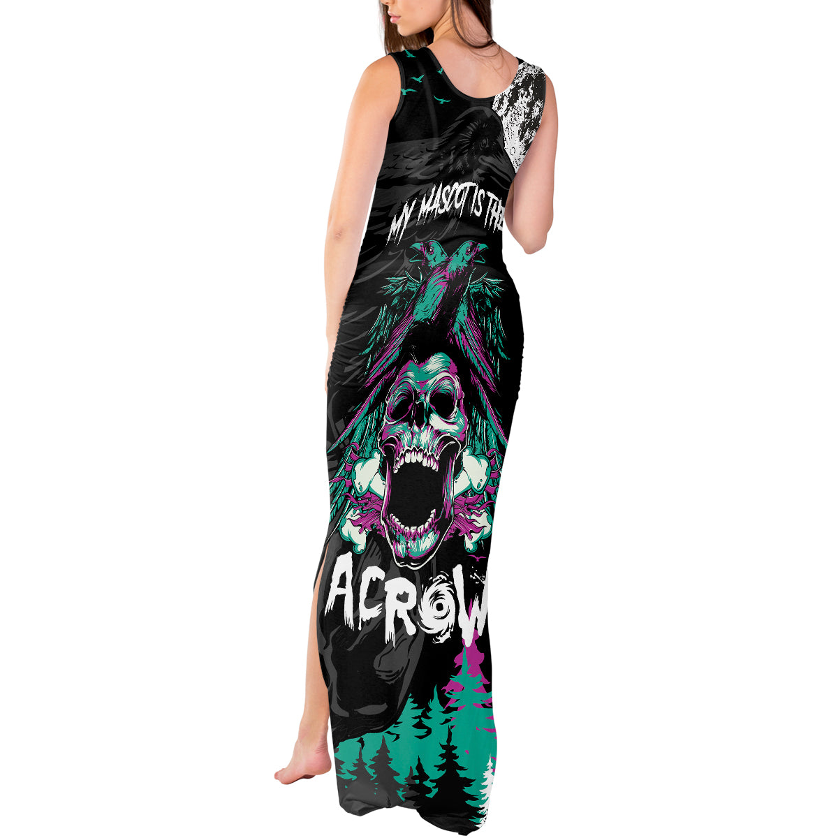 Crow Skull Tank Maxi Dress My Mascot Is The A Crow - Wonder Print Shop