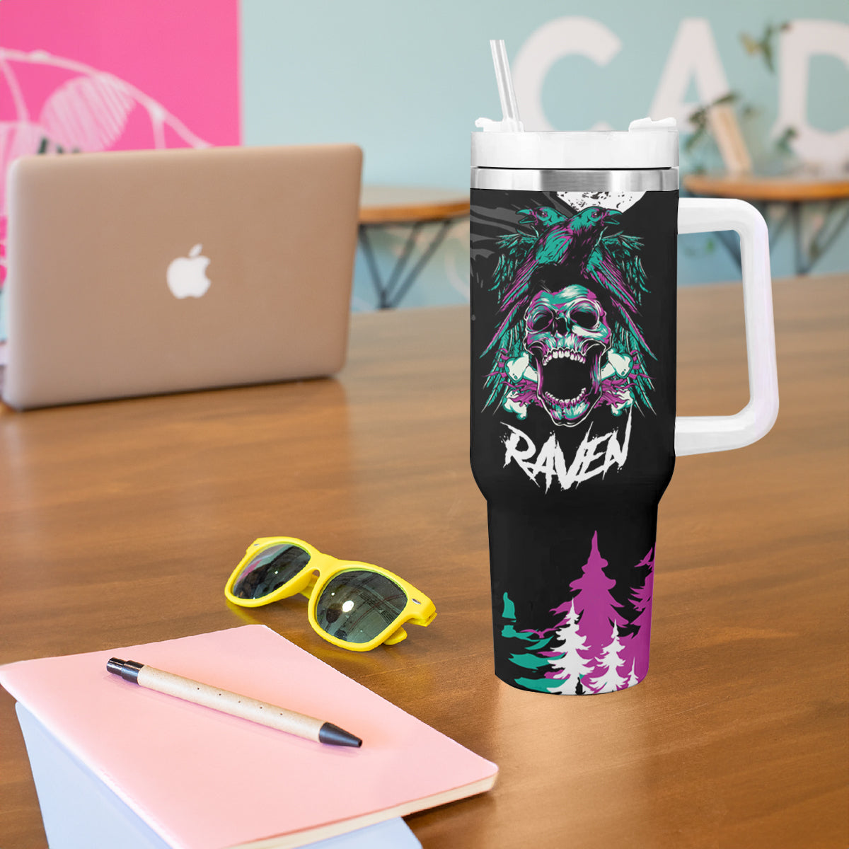 Crow Skull Tumbler With Handle My Mascot Is The A Crow - Wonder Print Shop