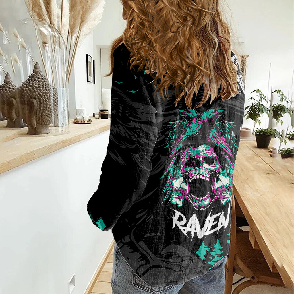 Crow Skull Women Casual Shirt My Mascot Is The A Crow - Wonder Print Shop
