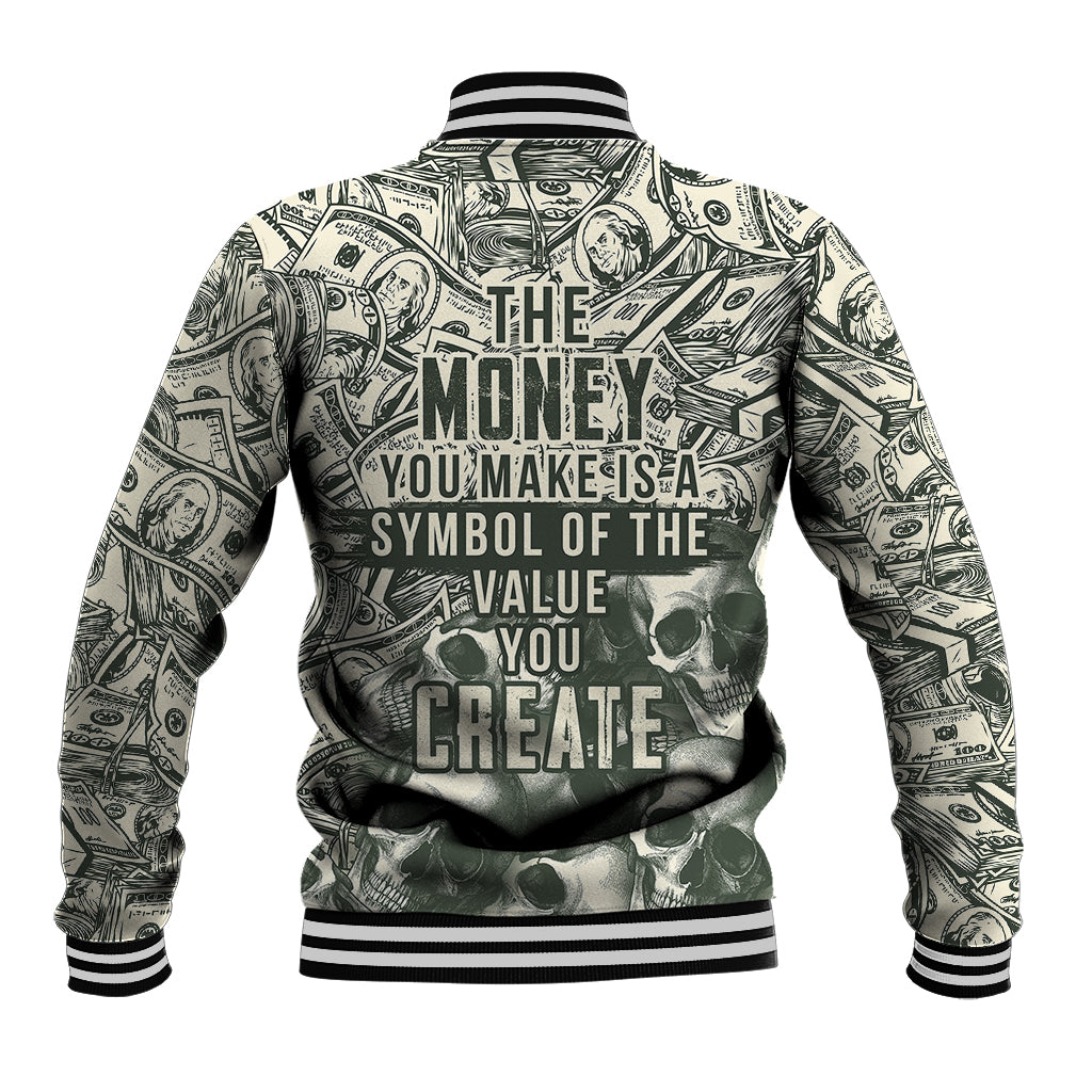 Skull Money Baseball Jacket The Money You Make Is A Symbol - Wonder Print Shop