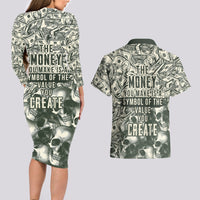 Skull Money Couples Matching Long Sleeve Bodycon Dress and Hawaiian Shirt The Money You Make Is A Symbol - Wonder Print Shop