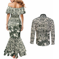 skull-money-couples-matching-mermaid-dress-and-long-sleeve-button-shirts-the-money-you-make-is-a-symbol
