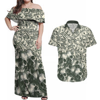 Skull Money Couples Matching Off Shoulder Maxi Dress and Hawaiian Shirt The Money You Make Is A Symbol - Wonder Print Shop