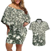 Skull Money Couples Matching Off Shoulder Short Dress and Hawaiian Shirt The Money You Make Is A Symbol - Wonder Print Shop