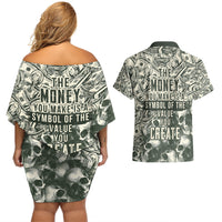 Skull Money Couples Matching Off Shoulder Short Dress and Hawaiian Shirt The Money You Make Is A Symbol - Wonder Print Shop