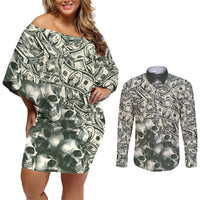 Skull Money Couples Matching Off Shoulder Short Dress and Long Sleeve Button Shirts The Money You Make Is A Symbol - Wonder Print Shop