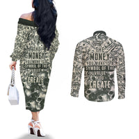skull-money-couples-matching-off-the-shoulder-long-sleeve-dress-and-long-sleeve-button-shirts-the-money-you-make-is-a-symbol