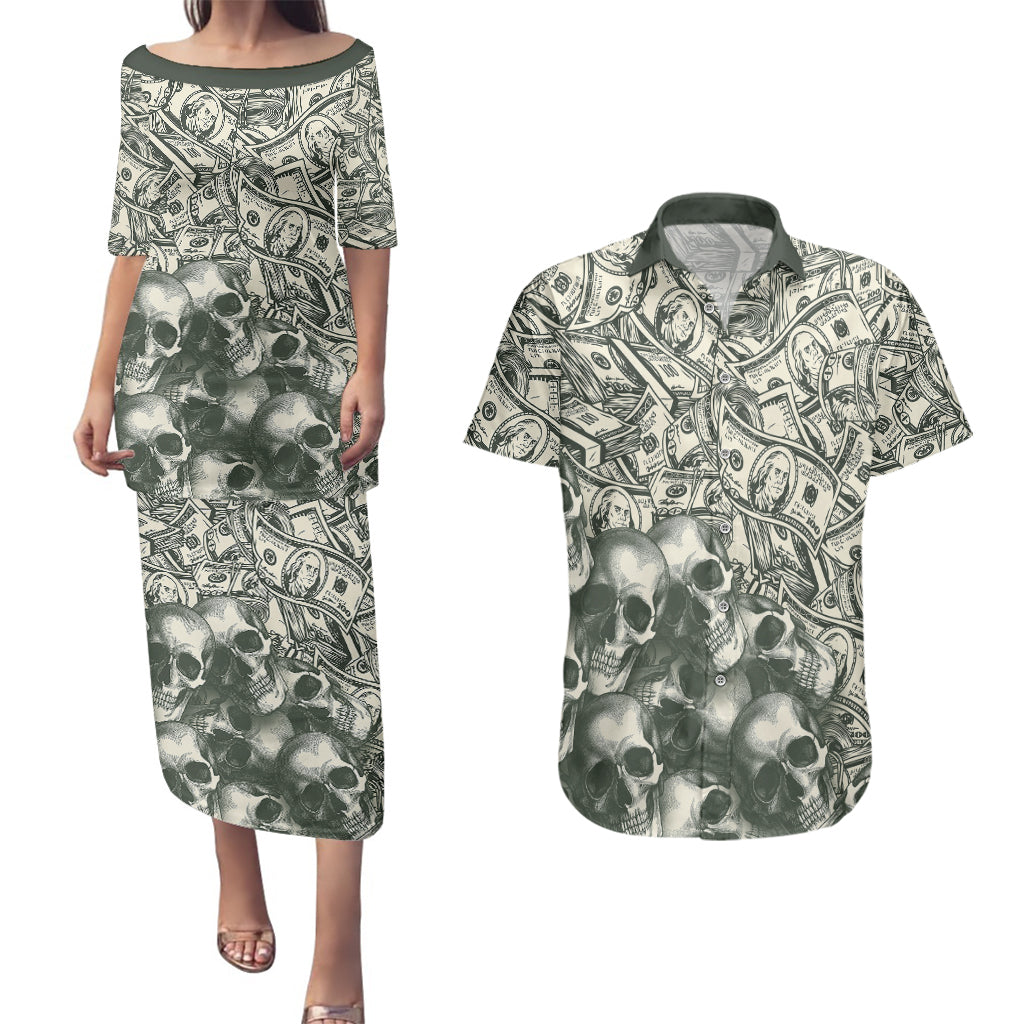 Skull Money Couples Matching Puletasi Dress and Hawaiian Shirt The Money You Make Is A Symbol - Wonder Print Shop
