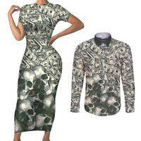 Skull Money Couples Matching Short Sleeve Bodycon Dress and Long Sleeve Button Shirts The Money You Make Is A Symbol - Wonder Print Shop