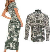 Skull Money Couples Matching Short Sleeve Bodycon Dress and Long Sleeve Button Shirts The Money You Make Is A Symbol - Wonder Print Shop