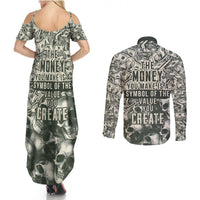 Skull Money Couples Matching Summer Maxi Dress and Long Sleeve Button Shirts The Money You Make Is A Symbol - Wonder Print Shop
