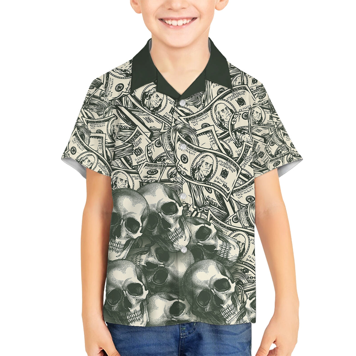 Skull Money Family Matching Off Shoulder Maxi Dress and Hawaiian Shirt The Money You Make Is A Symbol - Wonder Print Shop