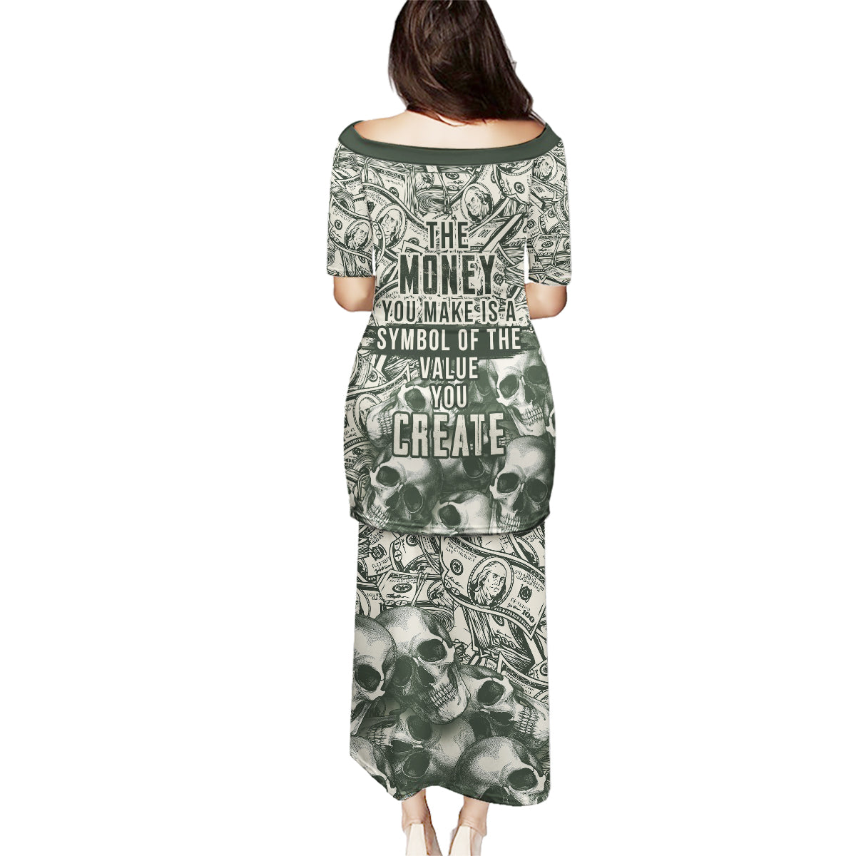 Skull Money Family Matching Puletasi Dress and Hawaiian Shirt The Money You Make Is A Symbol - Wonder Print Shop