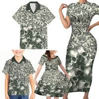 Skull Money Family Matching Short Sleeve Bodycon Dress and Hawaiian Shirt The Money You Make Is A Symbol - Wonder Print Shop