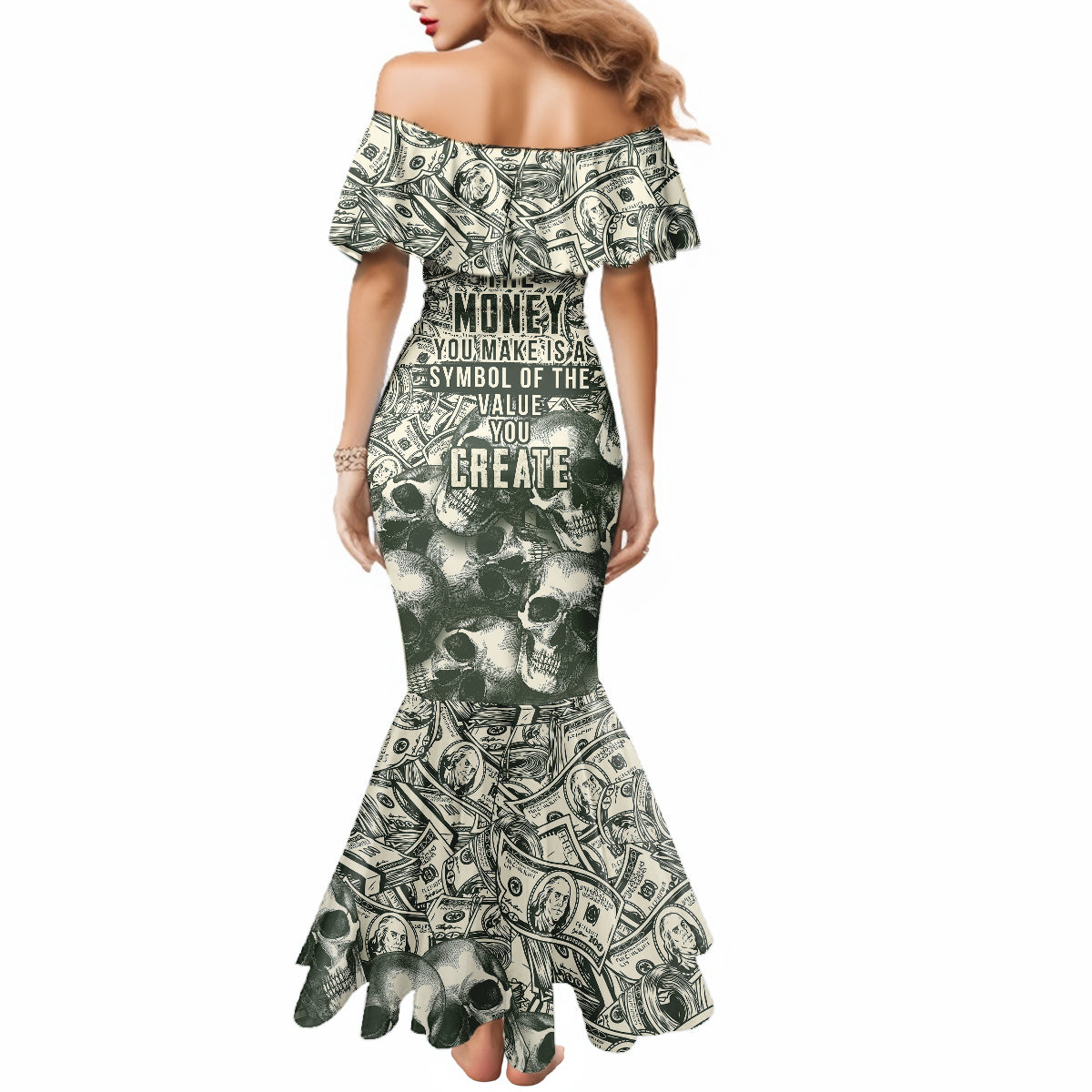Skull Money Mermaid Dress The Money You Make Is A Symbol - Wonder Print Shop