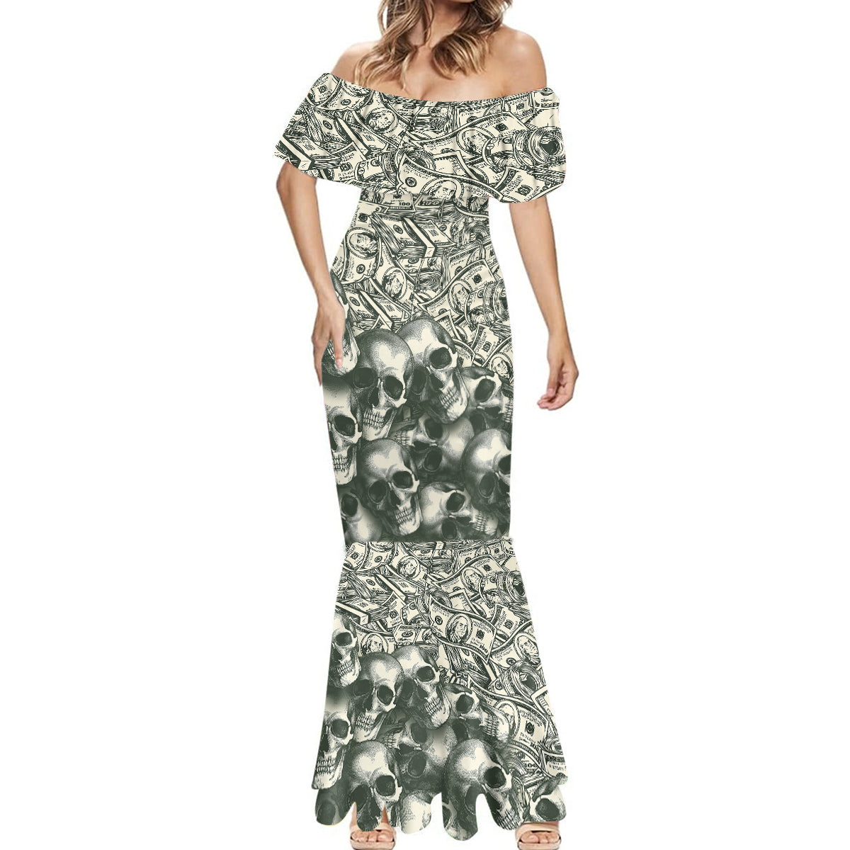 Skull Money Mermaid Dress The Money You Make Is A Symbol - Wonder Print Shop