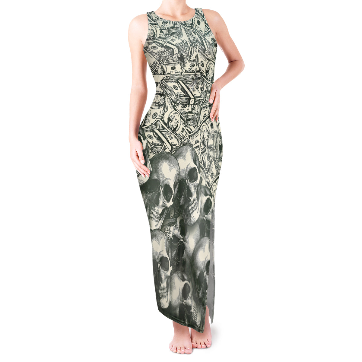 Skull Money Tank Maxi Dress The Money You Make Is A Symbol - Wonder Print Shop