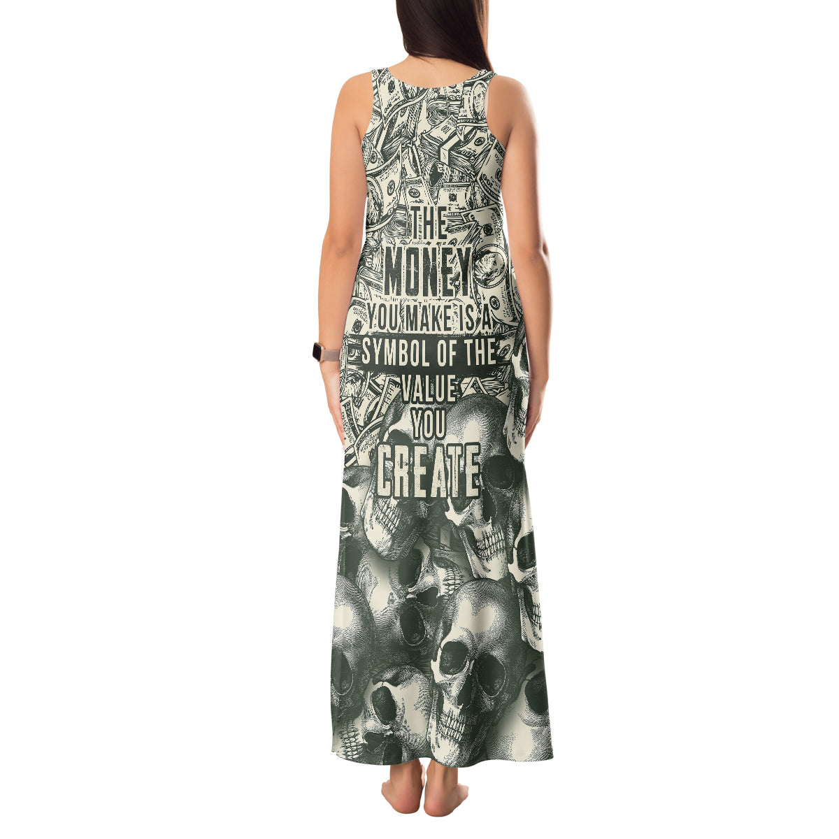 Skull Money Tank Maxi Dress The Money You Make Is A Symbol - Wonder Print Shop
