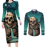 Skull Hunt Couples Matching Long Sleeve Bodycon Dress and Long Sleeve Button Shirts The Best Kine Of Raiser A Hunting - Wonder Print Shop
