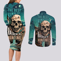 Skull Hunt Couples Matching Long Sleeve Bodycon Dress and Long Sleeve Button Shirts The Best Kine Of Raiser A Hunting - Wonder Print Shop