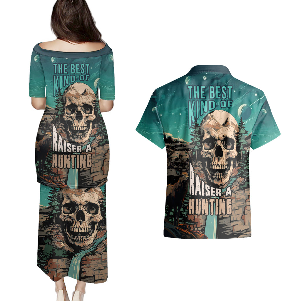 Skull Hunt Couples Matching Puletasi Dress and Hawaiian Shirt The Best Kine Of Raiser A Hunting - Wonder Print Shop