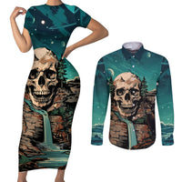 Skull Hunt Couples Matching Short Sleeve Bodycon Dress and Long Sleeve Button Shirts The Best Kine Of Raiser A Hunting - Wonder Print Shop