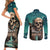Skull Hunt Couples Matching Short Sleeve Bodycon Dress and Long Sleeve Button Shirts The Best Kine Of Raiser A Hunting - Wonder Print Shop
