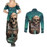 Skull Hunt Couples Matching Summer Maxi Dress and Long Sleeve Button Shirts The Best Kine Of Raiser A Hunting - Wonder Print Shop