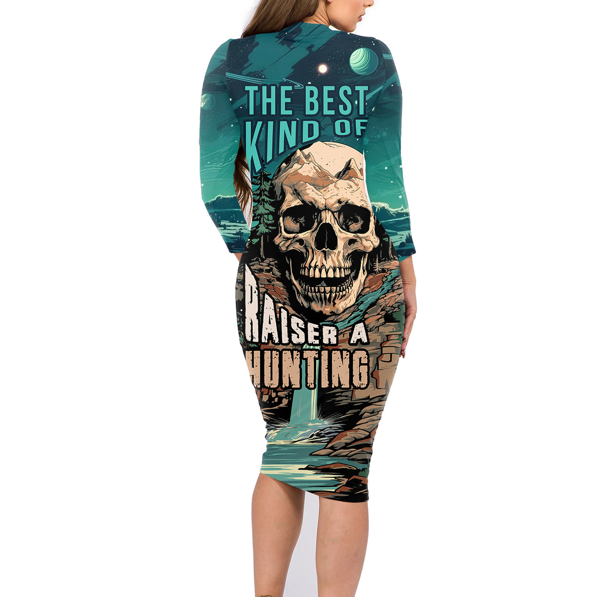Skull Hunt Family Matching Long Sleeve Bodycon Dress and Hawaiian Shirt The Best Kine Of Raiser A Hunting - Wonder Print Shop