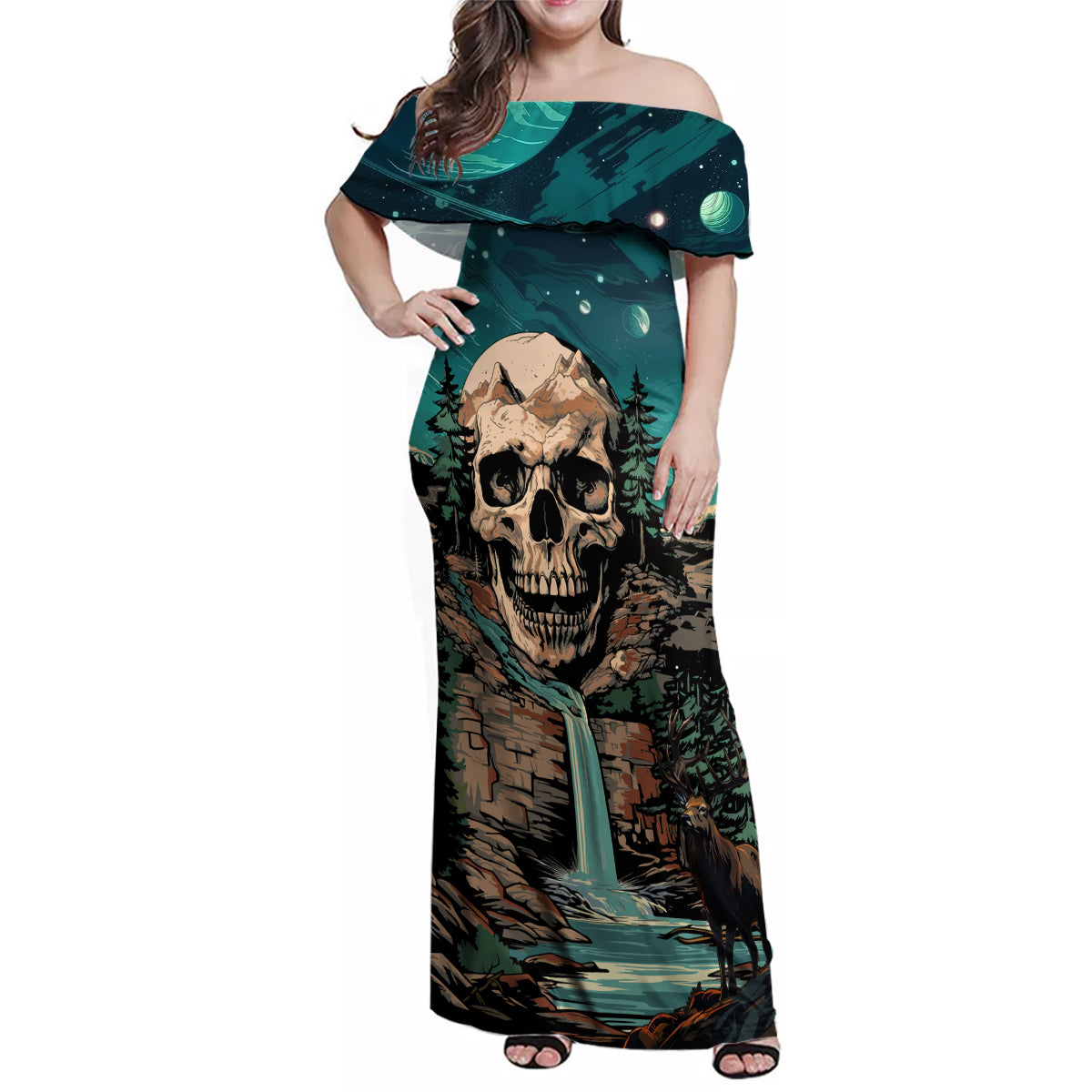 Skull Hunt Family Matching Off Shoulder Maxi Dress and Hawaiian Shirt The Best Kine Of Raiser A Hunting - Wonder Print Shop