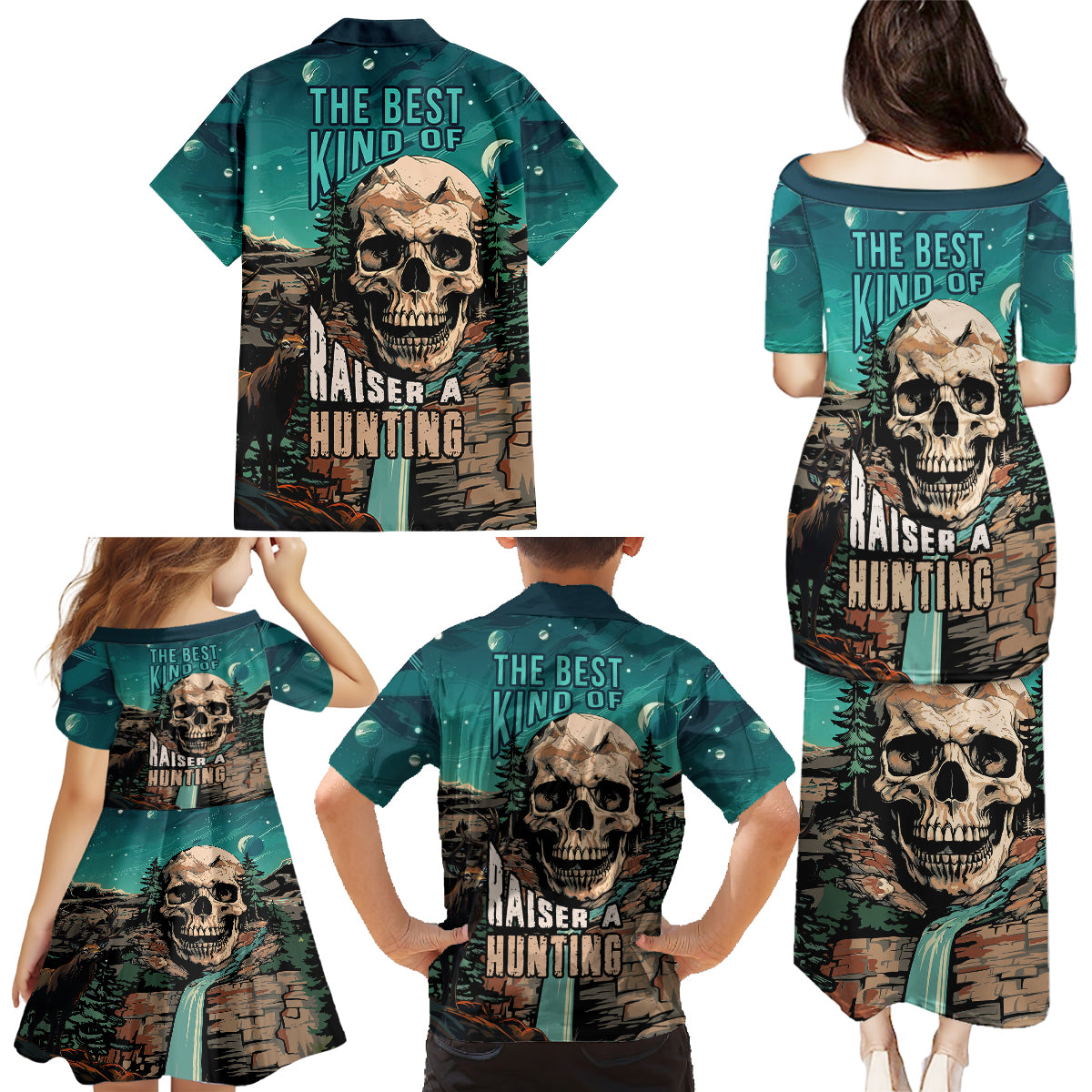 Skull Hunt Family Matching Puletasi Dress and Hawaiian Shirt The Best Kine Of Raiser A Hunting - Wonder Print Shop