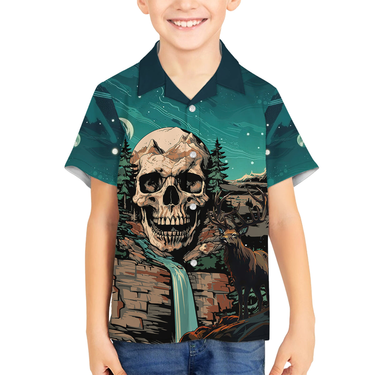 Skull Hunt Family Matching Short Sleeve Bodycon Dress and Hawaiian Shirt The Best Kine Of Raiser A Hunting - Wonder Print Shop
