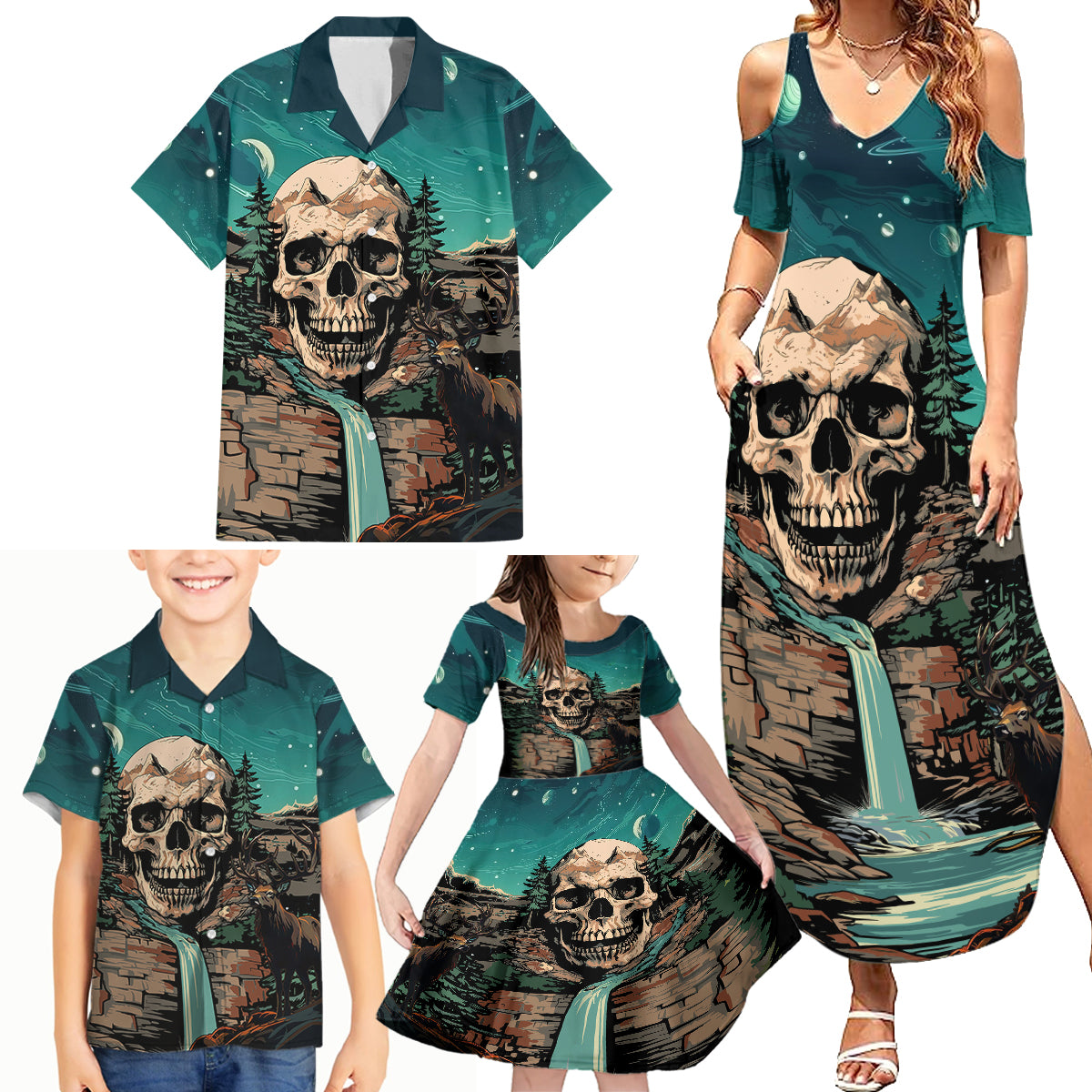 Skull Hunt Family Matching Summer Maxi Dress and Hawaiian Shirt The Best Kine Of Raiser A Hunting - Wonder Print Shop