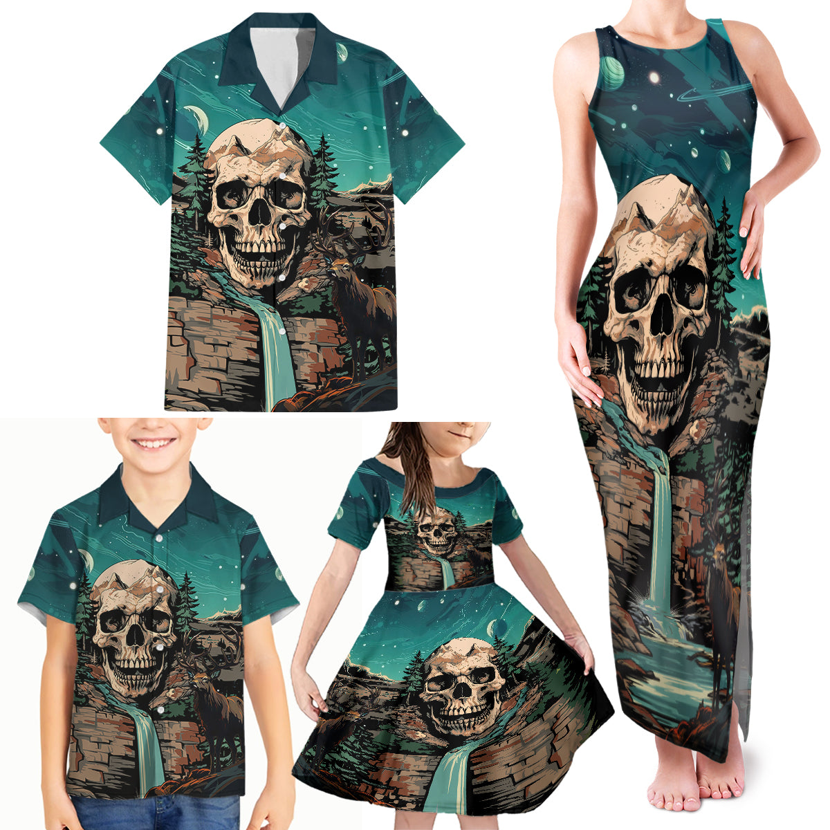 Skull Hunt Family Matching Tank Maxi Dress and Hawaiian Shirt The Best Kine Of Raiser A Hunting - Wonder Print Shop