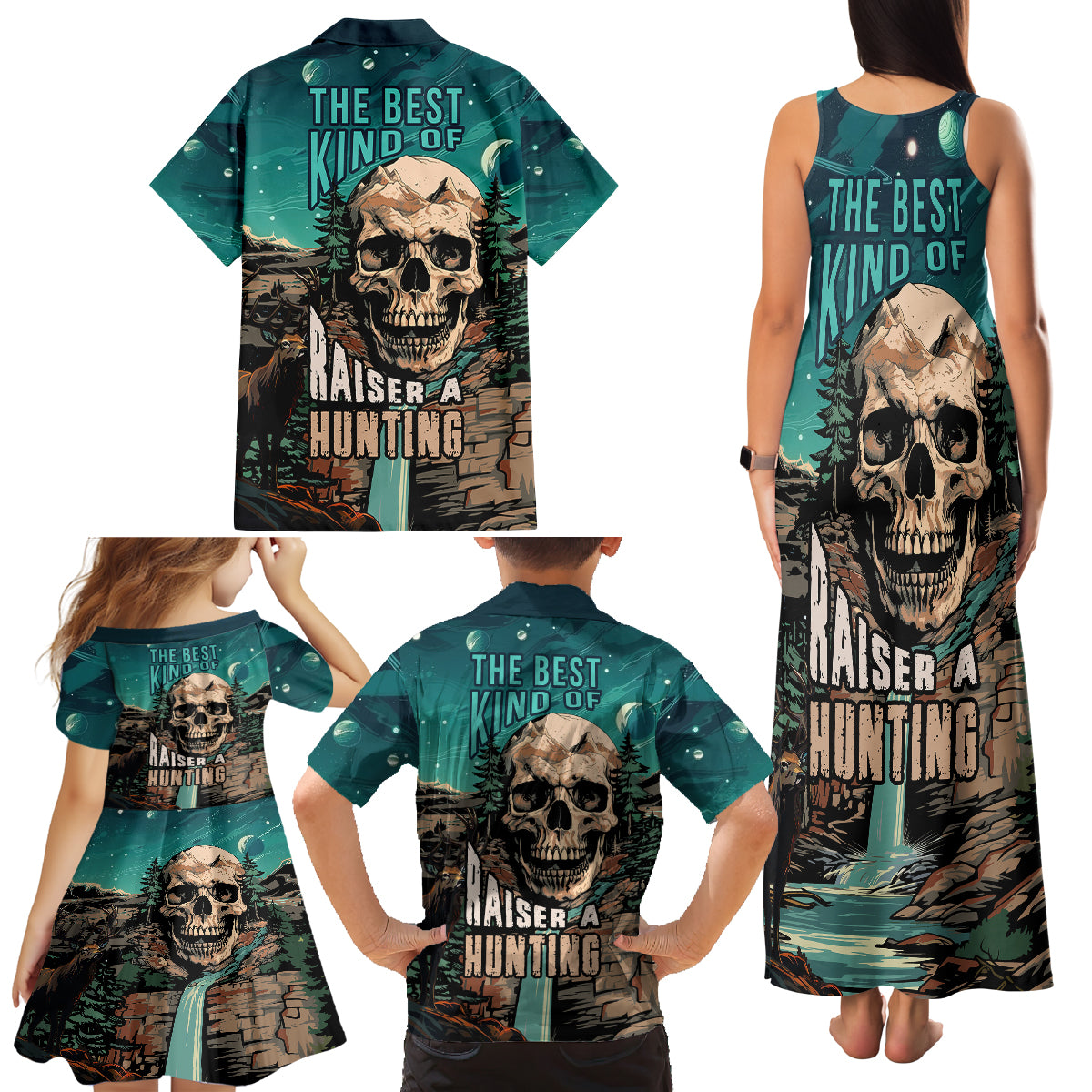 Skull Hunt Family Matching Tank Maxi Dress and Hawaiian Shirt The Best Kine Of Raiser A Hunting - Wonder Print Shop