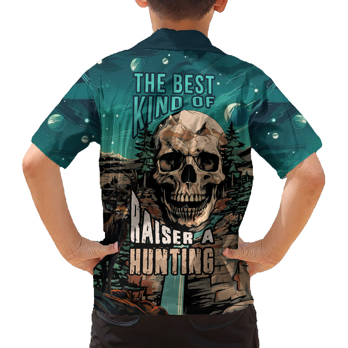 Skull Hunt Kid Hawaiian Shirt The Best Kine Of Raiser A Hunting - Wonder Print Shop