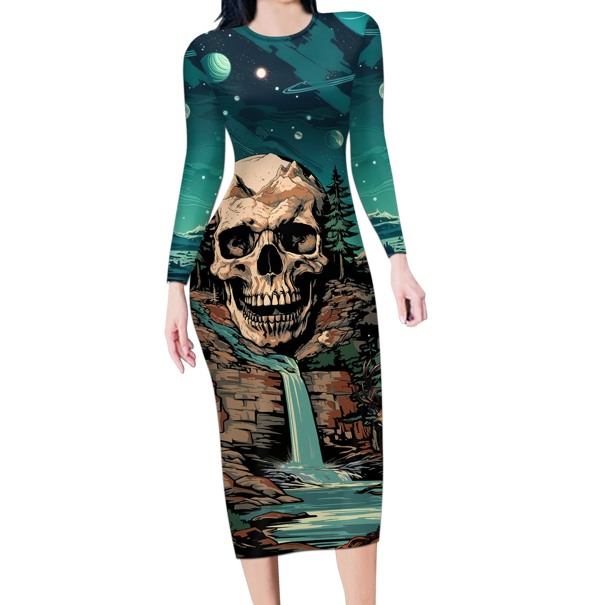 Skull Hunt Long Sleeve Bodycon Dress The Best Kine Of Raiser A Hunting - Wonder Print Shop