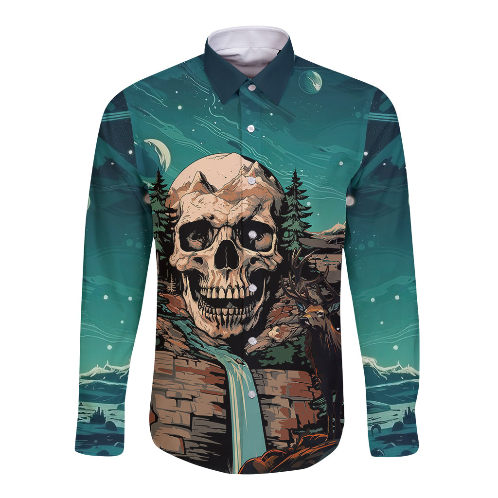 Skull Hunt Long Sleeve Button Shirt The Best Kine Of Raiser A Hunting - Wonder Print Shop